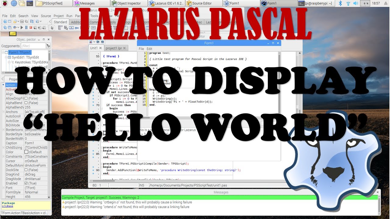 LAZARUS PASCAL  TUTORIAL 1 (HELLO WORLD)