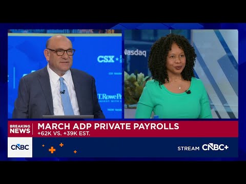 Private sector hiring totaled 62,000 in March, better than expected, ADP says
