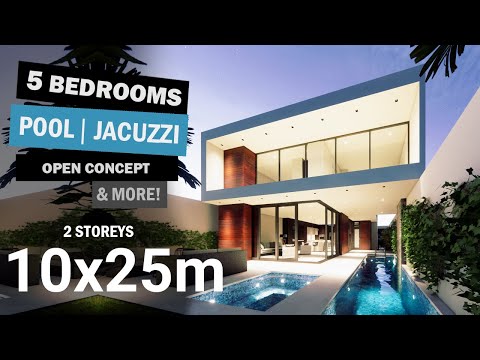 PLANO DE CASA 10 X 25M DE 2 PISOS / HOUSE PLAN 32.8 X 82FT 2 STOREYS | HOME DESIGN