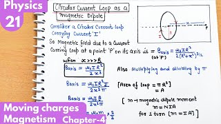 21) Circular current loop as a magnetic dipole| Moving charges and magnetism class 12 Physics #neet