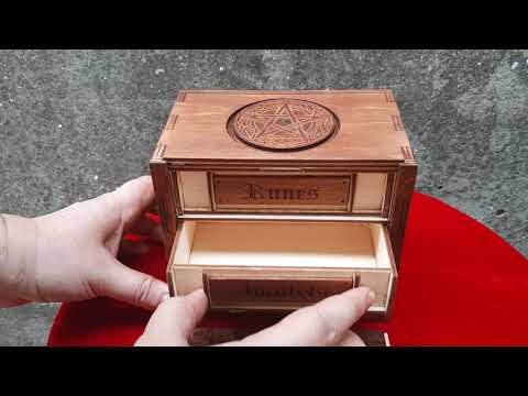 Box with hidden lock "Secret of Witch". Viking puzzle box. Secret box