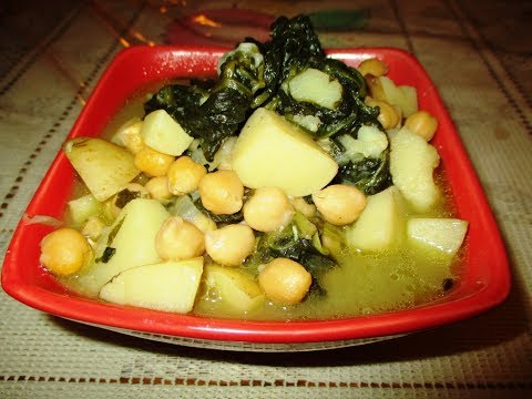 Sopa de Garbanzos con Espinacas (Potasio, Calcio, Vitamina A y Proteina)