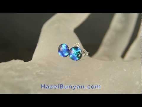 Star Cross Stud Earrings- Blue Green