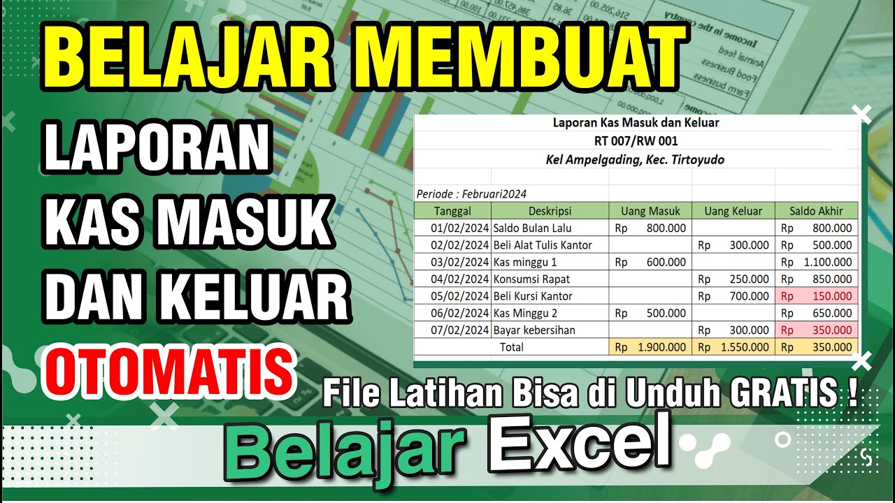 Cara Membuat Buku Kas Harian Otomatis di Excel - Kas masuk dan keluar