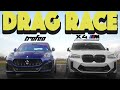 2023 Maserati Grecale Trofeo vs BMW X4M Competition, the unexpected happens. Drag and Roll Race.
