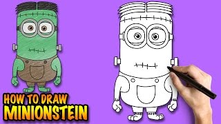 How to draw Minionstein - a Minion Frankenstein for Halloween - Easy step-by-step drawing tutorial