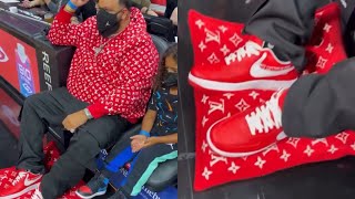 DJ Khaled Brought A LV Pillow To Protect His Shoes From The Basketball Court