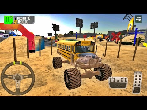 School Bus Monster Truck Driving in Monster Truck XT Airport Derby Gameplay (Android,iOS)