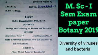 M Sc Botany first semester exam paper diversity of