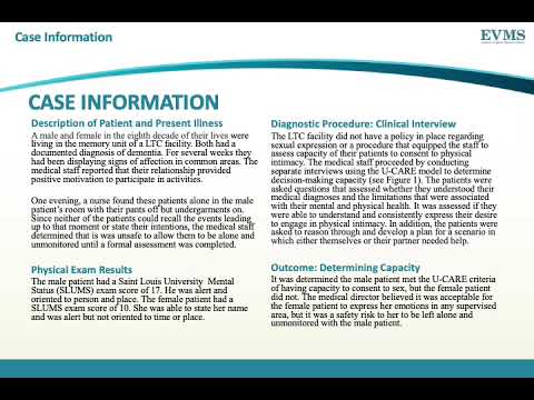 Thumbnail image of video presentation for Determining Capacity of Sexual Consent for Long Term Care Patients with Dementia
