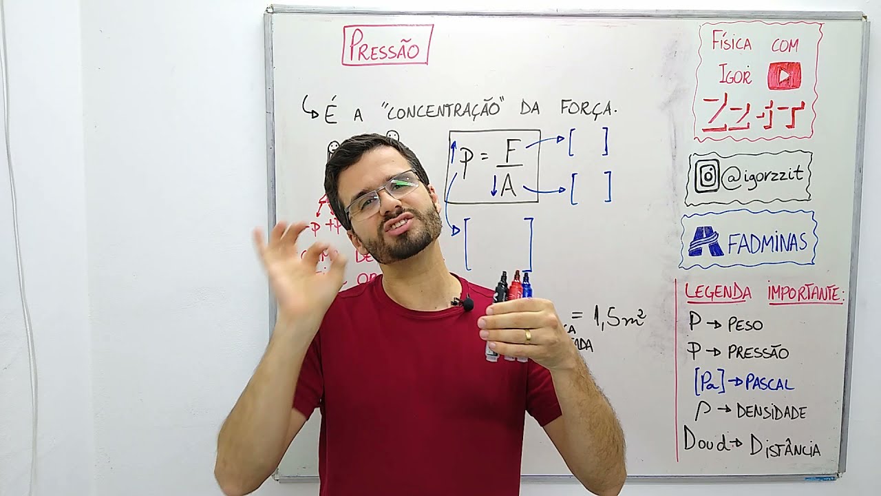 Pressão (Conceito, fórmula, unidades e EXEMPLO!) - Aula de HIDROSTÁTICA #2