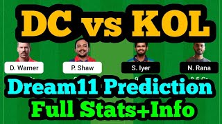 DC vs KOL Dream11 Prediction|DC vs KOL Dream11|DC vs KKR Dream11 Prediction|