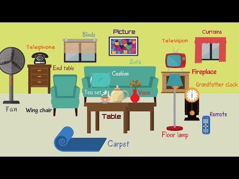 Living Room Furniture in English | Living Room Objects | Things in the Living Room