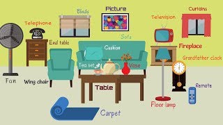 Living Room Furniture in English | Living Room Objects | Things in the Living Room