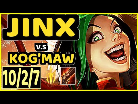 JESKLA (JINX) vs KOG'MAW - QUADRAKILL 10/2/7 KDA BOTTOM ADC GAMEPLAY - EUW Ranked MASTER