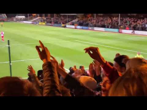 Cambridge fans Celebrate Harvey Knibbs’s goal against Wycombe wanderers (1-4) 5/2/22￼