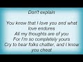 Etta James - Don't Explain Lyrics