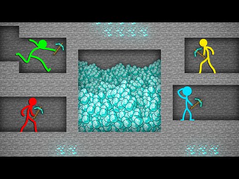 Stickman vs Minecraft Animation: Secret BIGGEST Diamond Mine Dig Tournament - AVM Shorts