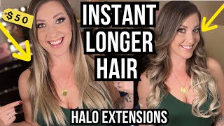 VIRAL HALO HAIR EXTENSIONS 😇 Review & Tutorial💇‍♀️#halohairextensions #hairextensions