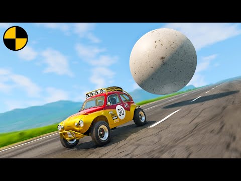Giant Stone Ball vs Cars 😱 BeamNG.Drive