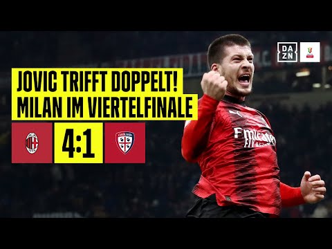 Doppelpack Jovic! Milan locker im Viertelfinale: AC Milan - Cagliari 4:1 | Coppa Italia| DAZN