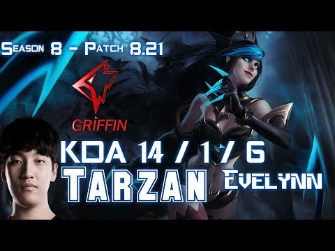 GRF Tarzan EVELYNN vs CAMILLE Jungle - Patch 8.21 KR Ranked