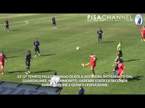 La moviola di Latina Pisa: il secondo giallo non dato a Kola Agoridin per un fallo di mano.