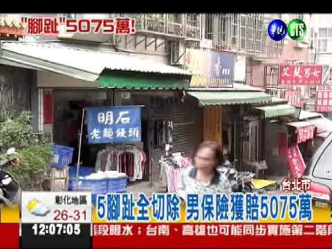 黃金5腳趾! 保險獲賠5075萬
