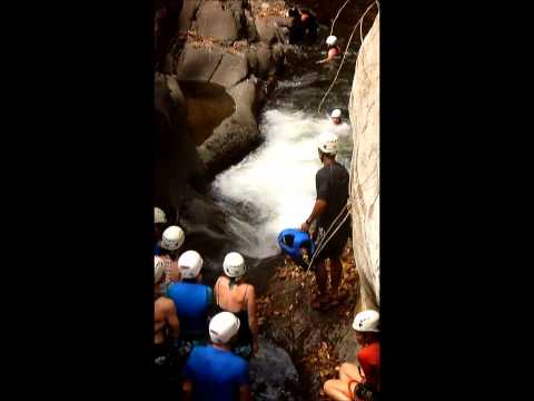 Diamante Verde Tours natural waterslide inside the canyon.