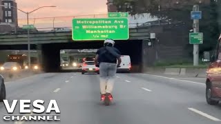 Guy seen driving e scooter along highway in 50 mph joyride