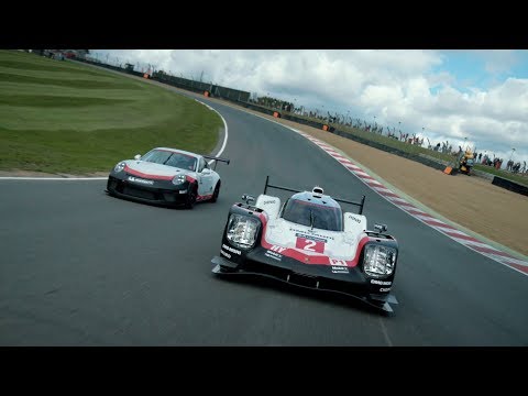 Together on track for the first time. 919 Hybrid and the 911 GT3 Cup Car.