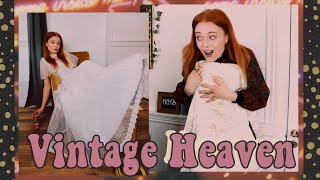 Unpacking Vintage and trying on vintage wedding dresses