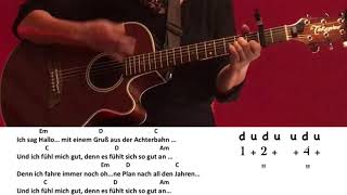 Achterbahn - Clueso / Gitarre/Guitar/Cover/Akkorde/Chords/Text/Lyrics/easy