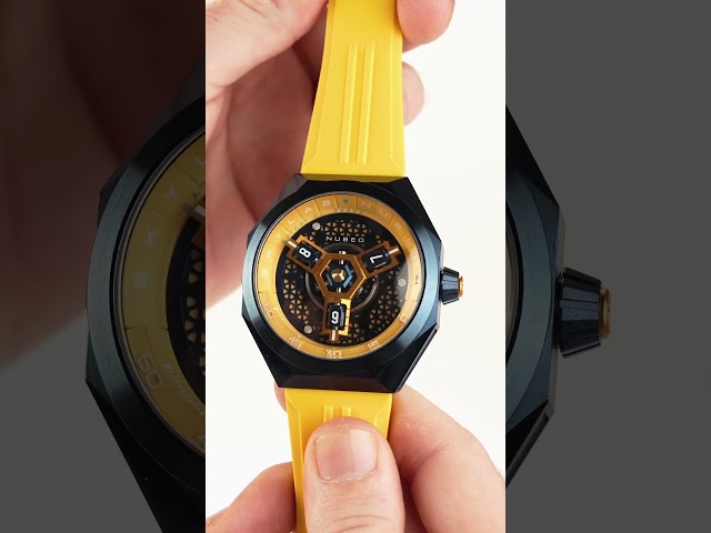 Vídeo relacionado con Nubeo Skylab NB-6083 - Reloj automático de edición limitada para hombre de 48 mm con correa de goma, gun metal, Correa