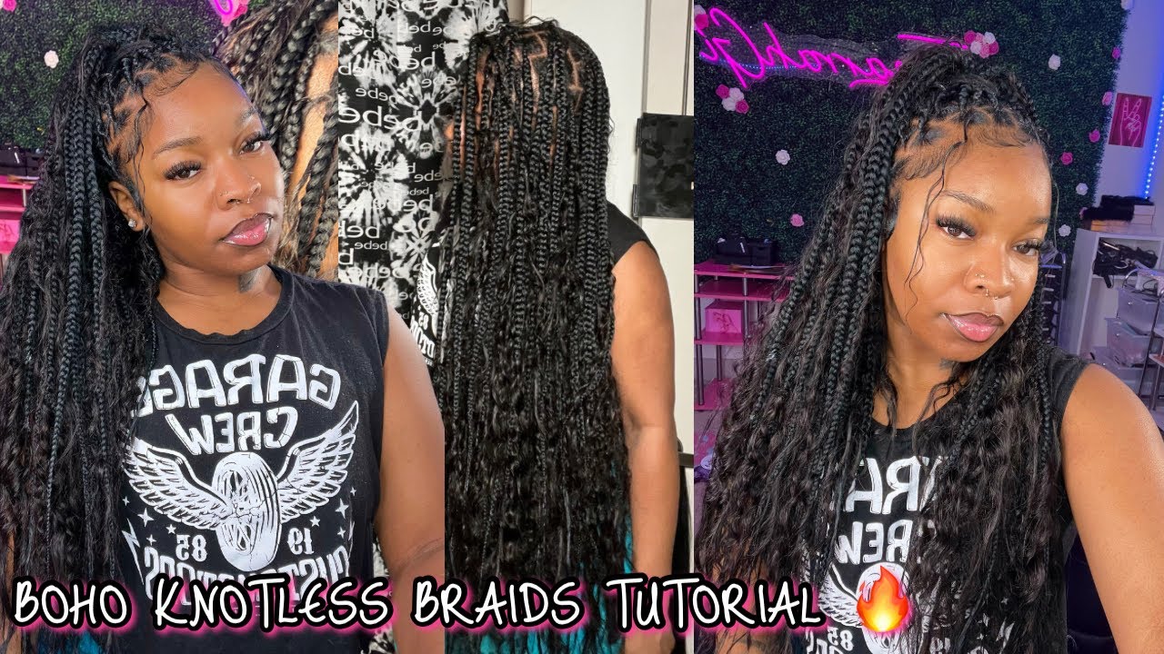 BOHO KNOTLESS BRAIDS TUTORIAL*CROCHET METHOD*| Water Wave BULK HUMAN HAIR Ft.Ywigs #protectivestyles