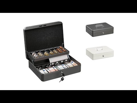 Geldkassette mit Euro Münzzählbrett Schwarz - Silber