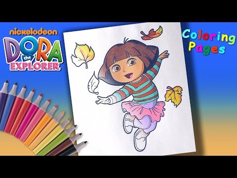 Dora the Explorer #SpeedColoring And #LearnColors  Dora and autumn leaves Coloring Page #forKids Video