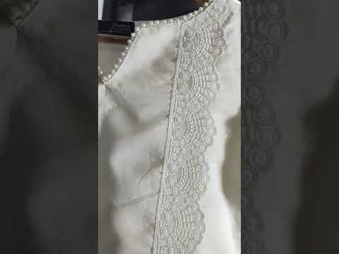 Medium women white embroidery chanderi cotton kurti