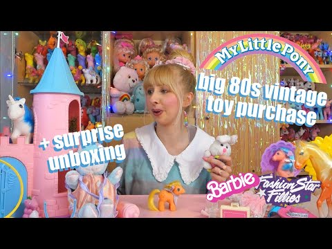 80s nostalgia vintage toy haul surprise unboxing G1 My little Pony Dream Castle, Barbie, Turtle Tots