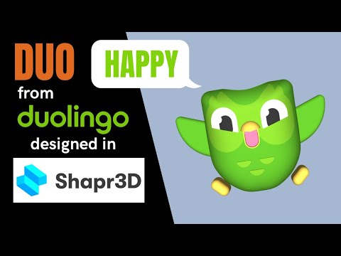 3D modeling HAPPY DUO from Duolingo in Shapr3D on iPad