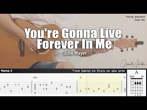You're Gonna Live Forever In Me - John Mayer | Fingerstyle Guitar | TAB + Chords + Lyrics