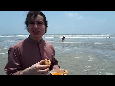 Nasir khanjan n Karachi beach sea side enjoy fun golgapi