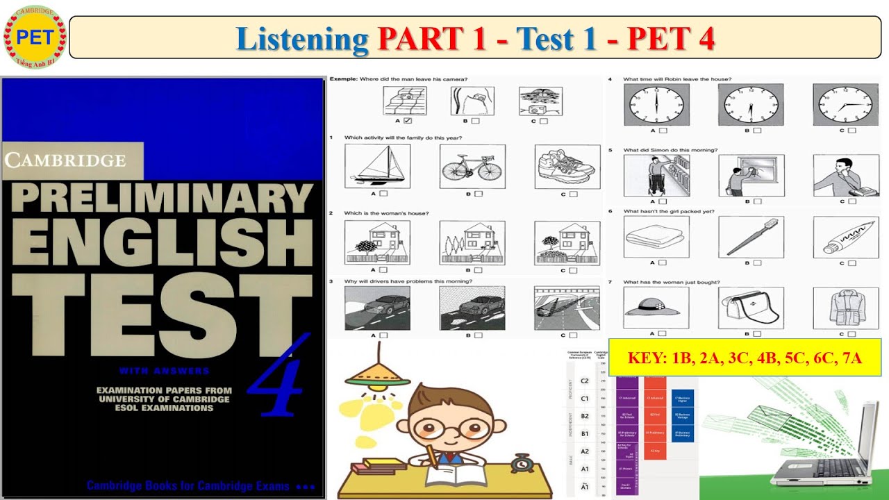 PET 4 Listening Part 1 Test 1 (Transcript + Key)