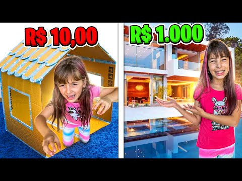 Morando em uma CASA de R$10, R$100 ou R$1000 ! Desafio - COMPILAÇÃO