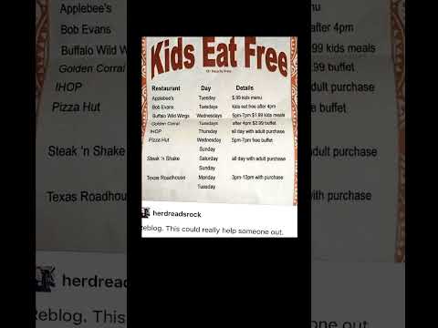kids eat free deals every week | Subscribe for more #motivation 😊👍