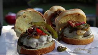  Philly Cheeseburgers with Onions, Peppers and Provolone 