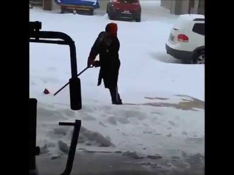 Man Falling For 9 Seconds While Trying To Shovel Snow