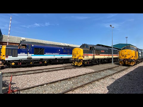 “Class 37 Line Up” Pure Tractor Power Thrash at DRS Crewe Gresty Bridge Open Day. 16th July 2022