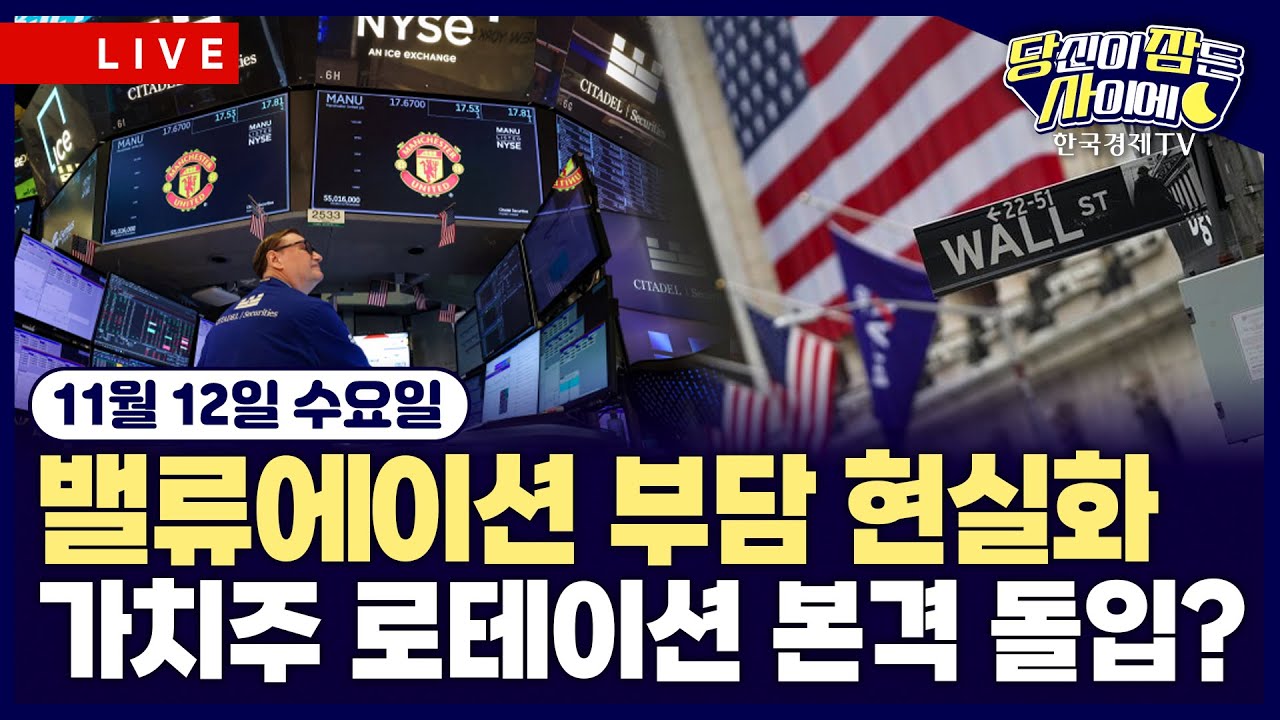 [🔴11/12 #당잠사] 헬스케어 중심 다우 강세 | AI 기술주 밸류에이션 압박 심화 | #엔비디아 #코어위브 #임시?