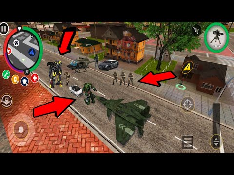 Rope Hero: vice town ( Aircraft transformer collided with green robot car ) Android Gameplay